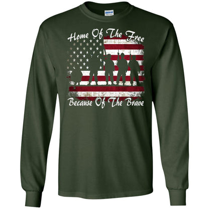 Home Of The Free Because Of The Brave Flag Military Shirt Forest Green