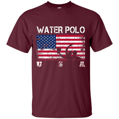 Water Polo Team American Flag Water Polo T-shirt Maroon