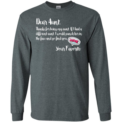 Family T-shirt Dear Aunt Thanks For Being My Aunt Dark Heather