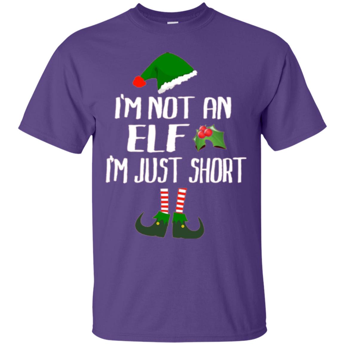 Funny Christmas T-shirt I_m Not An Elf I_m Just Short Purple