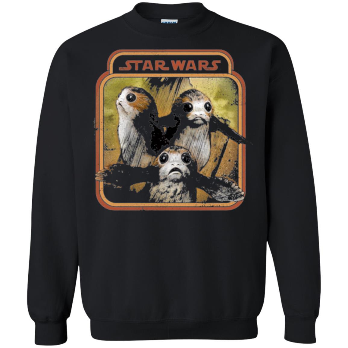 Film T-shirt Star Wars Last Jedi Porg Triplets Retro Box Graphic Black
