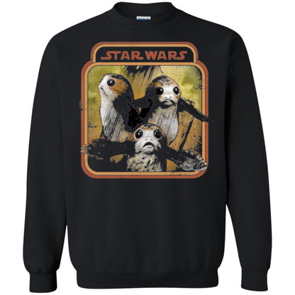 Film T-shirt Star Wars Last Jedi Porg Triplets Retro Box Graphic Black