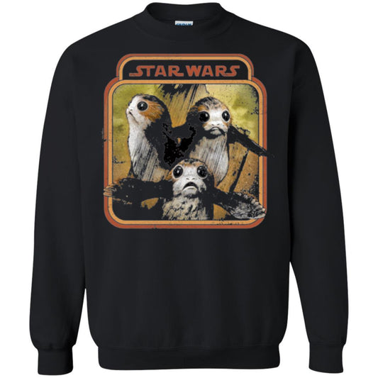 Film T-shirt Star Wars Last Jedi Porg Triplets Retro Box Graphic Black