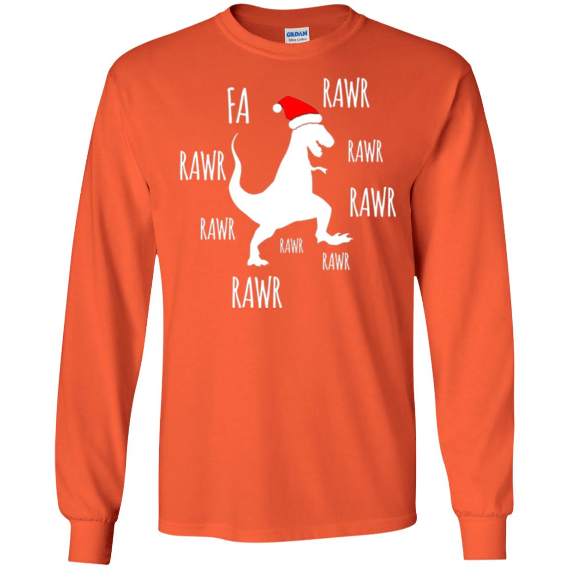Christmas T-shirt Fa Rawr Rawr Funny T-rex Dinosaur Orange