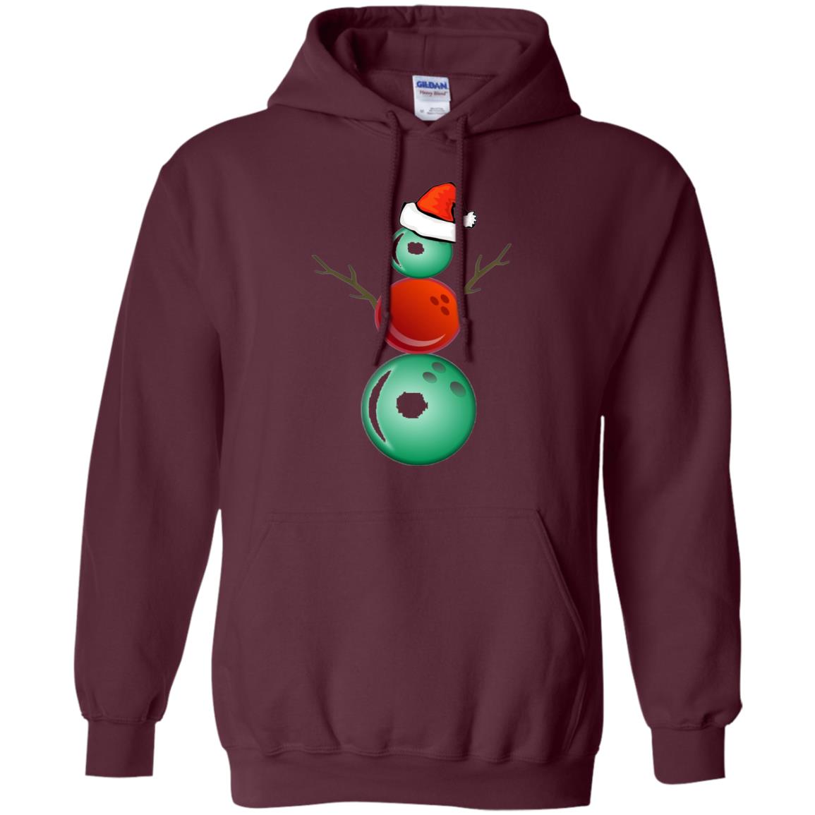 Funny Christmas Shirts Bowling Snowman Maroon