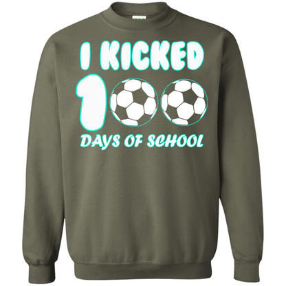 Soccer Lover T-shirt I Kicked 100 Days Of School Military Green