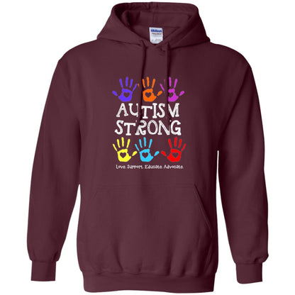 Autism Awareness T-shirt Autism Strong Love Support Educate Advocate Maroon