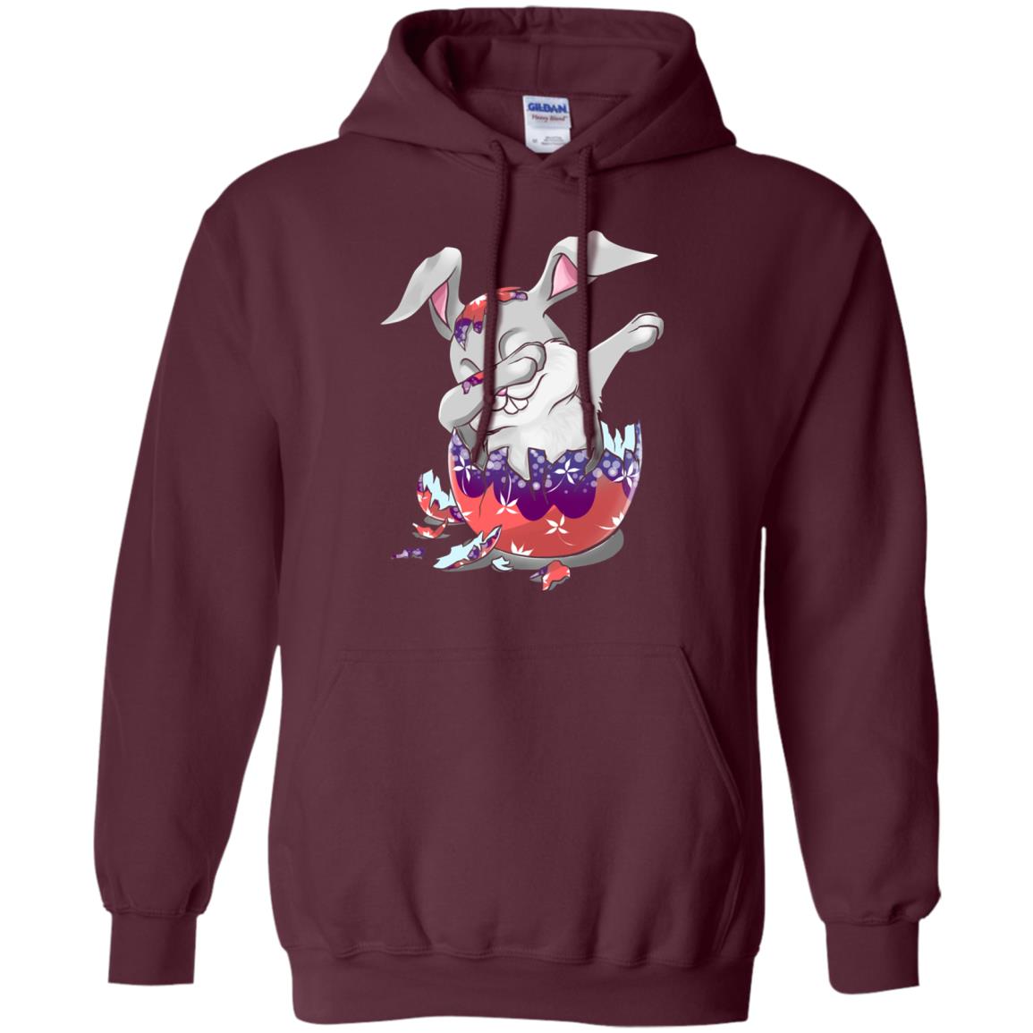 Funny Dabbing Bunny T-shirt For Kids Easter Gift Maroon