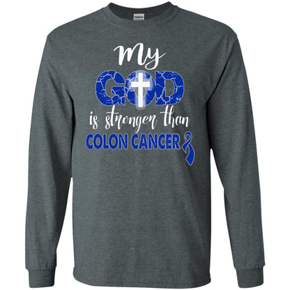 My God Is Stronger Than Colon Cancer T-shirt Dark Heather