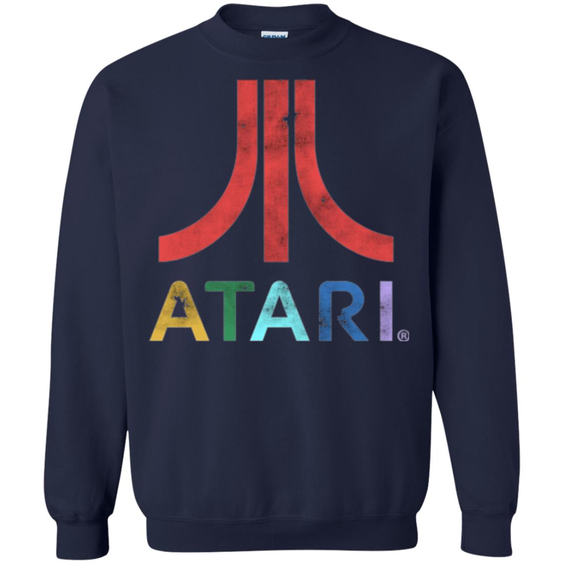 Colorful Retro Atari Gaming Logo T-shirt Navy