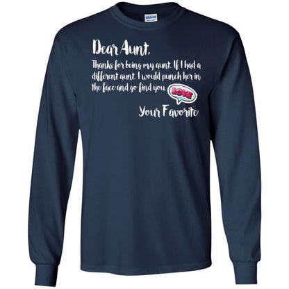 Family T-shirt Dear Aunt Thanks For Being My Aunt Navy