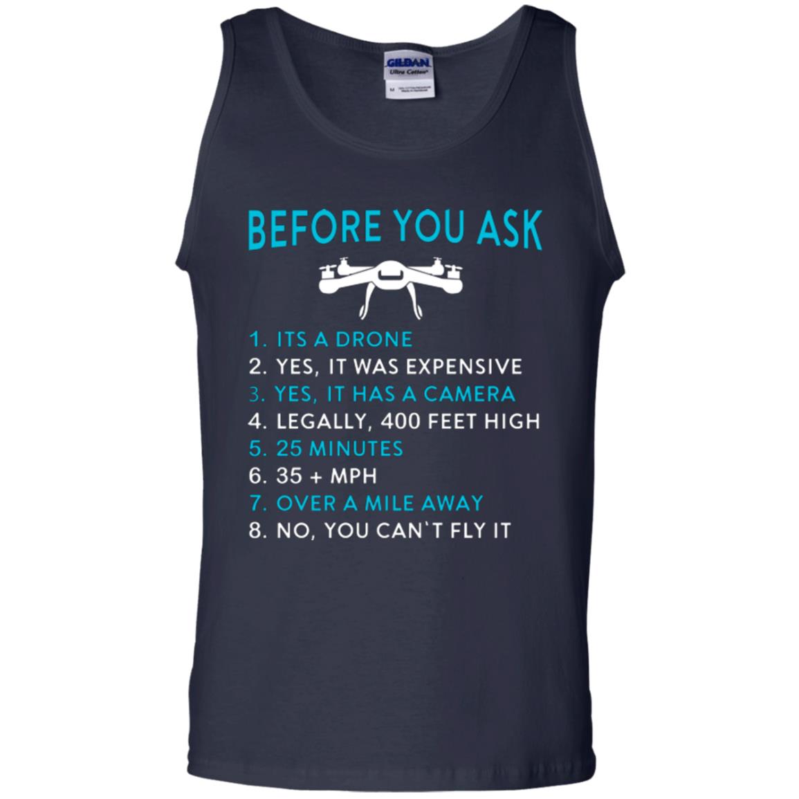 Funny Drone T-shirt Before You Ask Navy