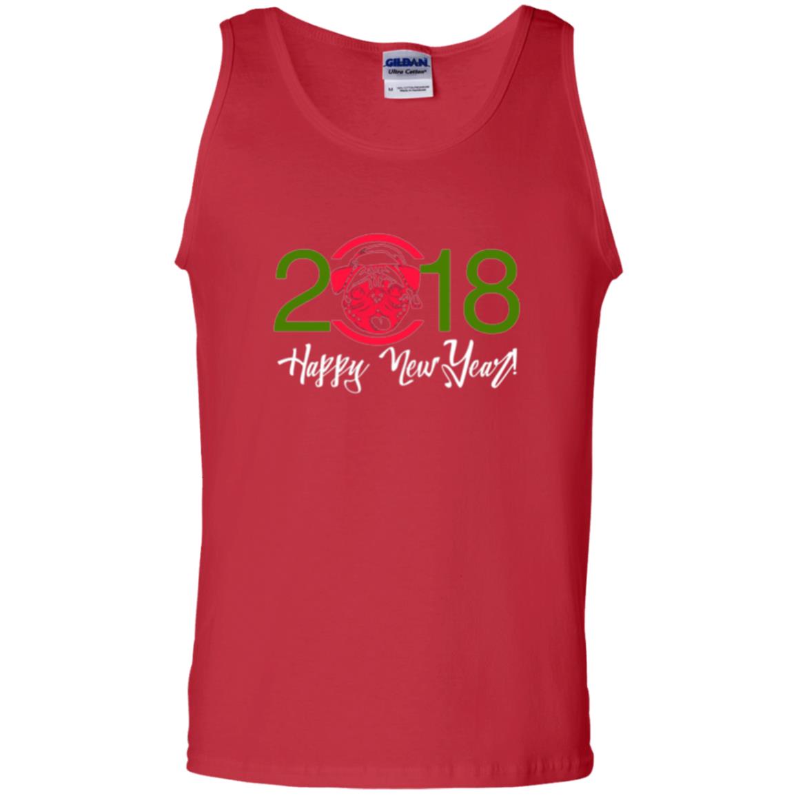 Dog Lovers T-shirt Happy New Year 2018 Red