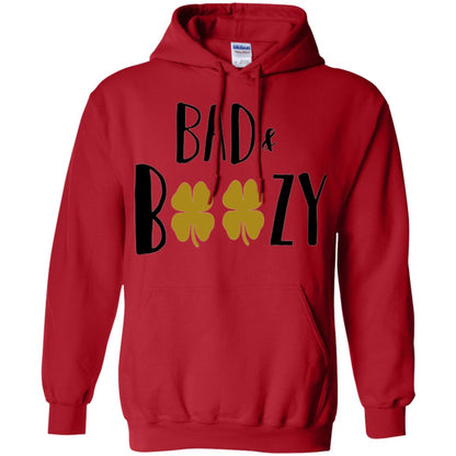Bad And Boozy Funny Saint Patrick Day Drinking T-shirt Red