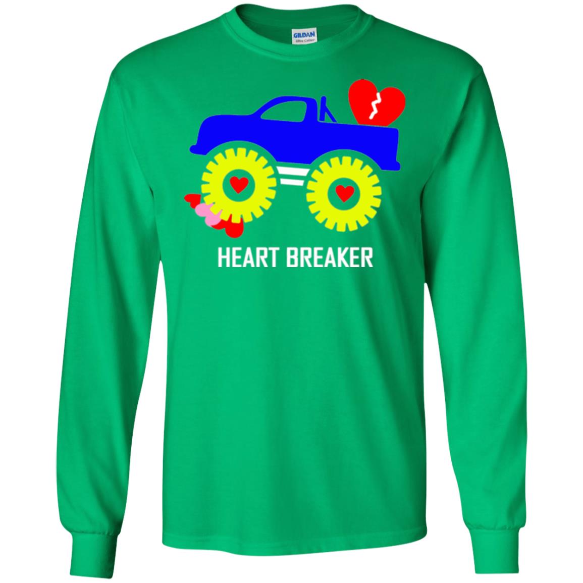 Heart Breaker Cute Blue Monster Truck Valentine_s Day T-shirt Irish Green