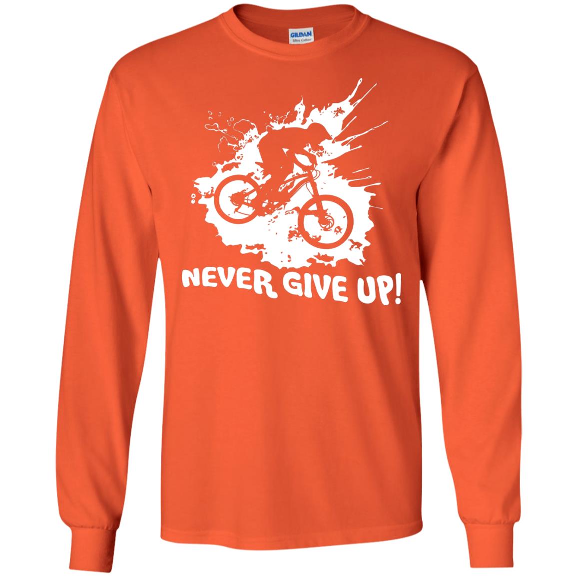 Biker T-shirt Never Give Up Orange