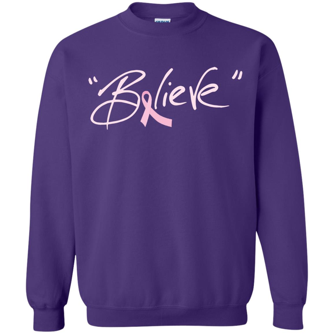Breast Cancer Awareness Shirt Pink Ribbon Believe Purple