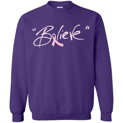 Breast Cancer Awareness Shirt Pink Ribbon Believe Purple