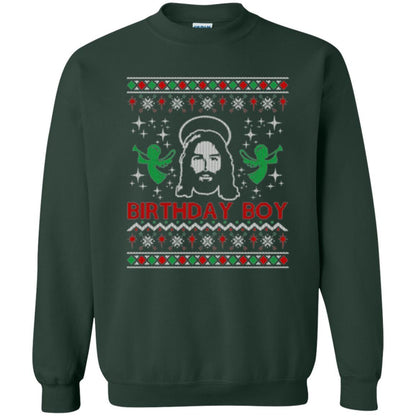 Christmas T-shirt Jesus Birthday Boy Ugly Christmas Sweater Forest Green