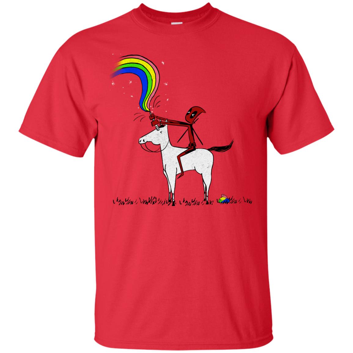 Deadpool With Unicorn Movie T-shirt Red