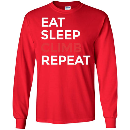 Eat Sleep Climb Repeat Mountain Climber Rock Climbing Shirt Red