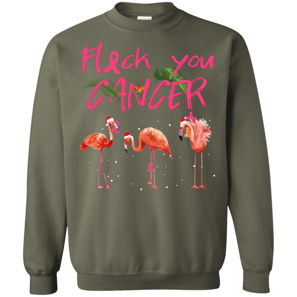 Flock You Cancer Breast Cancer Awareness Gift Shirt Military Green