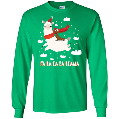 Fa La La La Llama With Dachshund X-mas Gift Shirt Irish Green