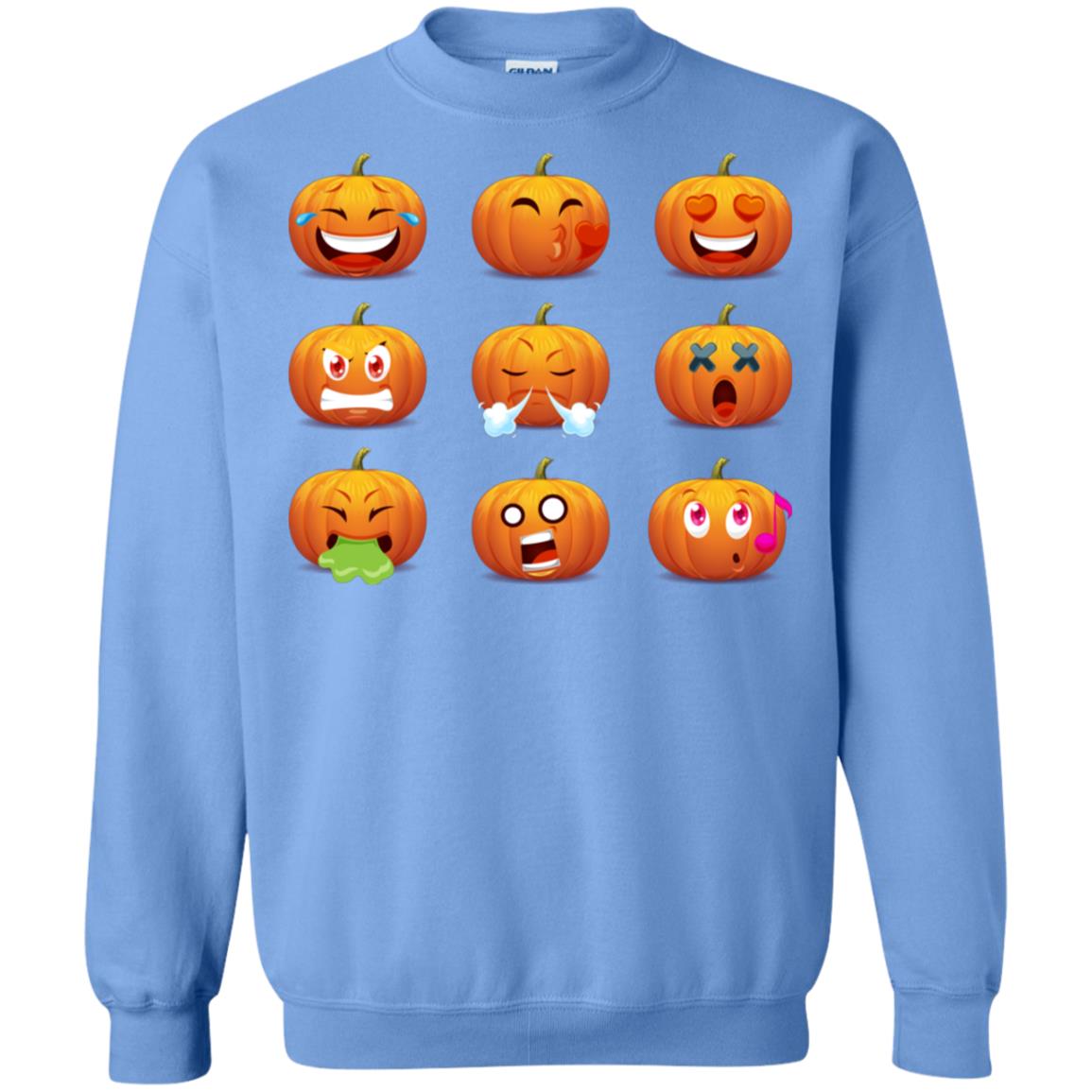 Funny Pumpkins Emoji Halloween Gift Shirt Carolina Blue
