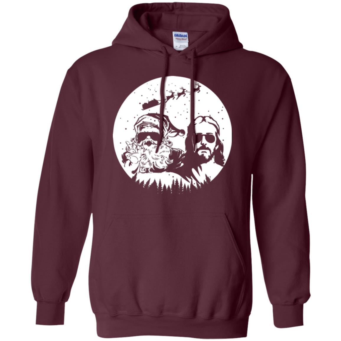 Christmas T-shirt Jesus And Santa Claus Maroon