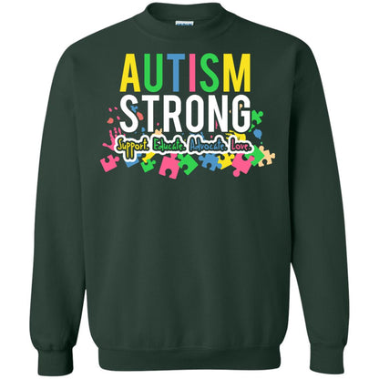 Autism Strong Support Educate Advocate Love Autism Awearness T-shirt Forest Green