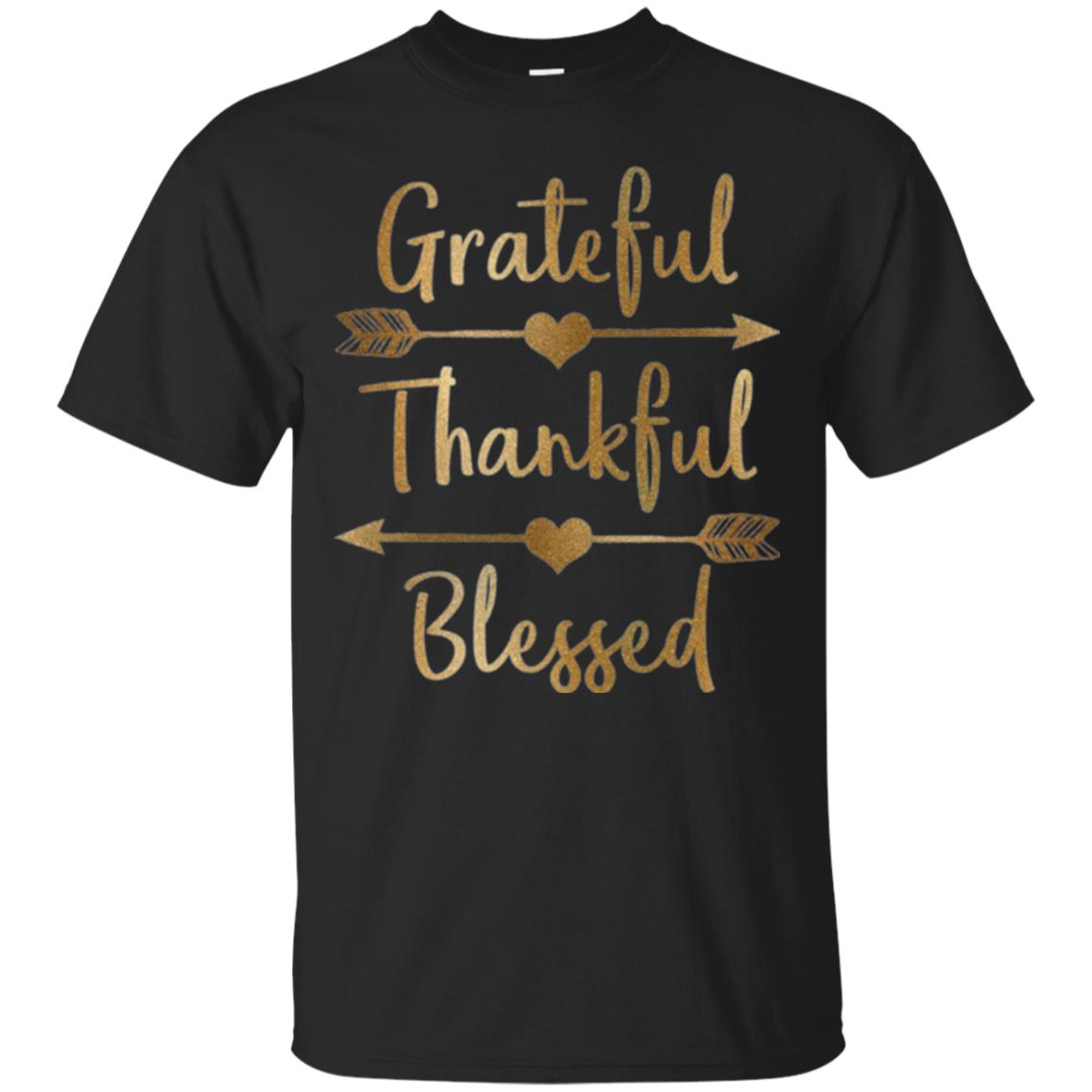 Thanksgiving T-shirt Grateful Thankful Blessed Black