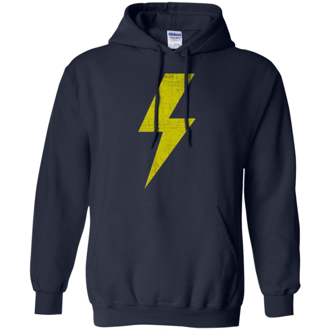 Retro Distressed Yellow Lighting Bolt T Shirt Navy