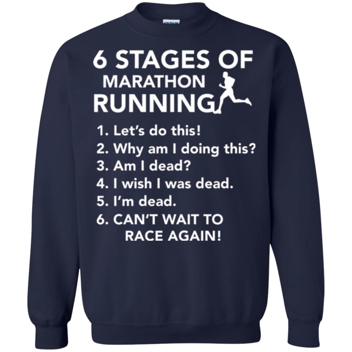 Runner T-shirt 6 Stages Of Marathon Running Navy