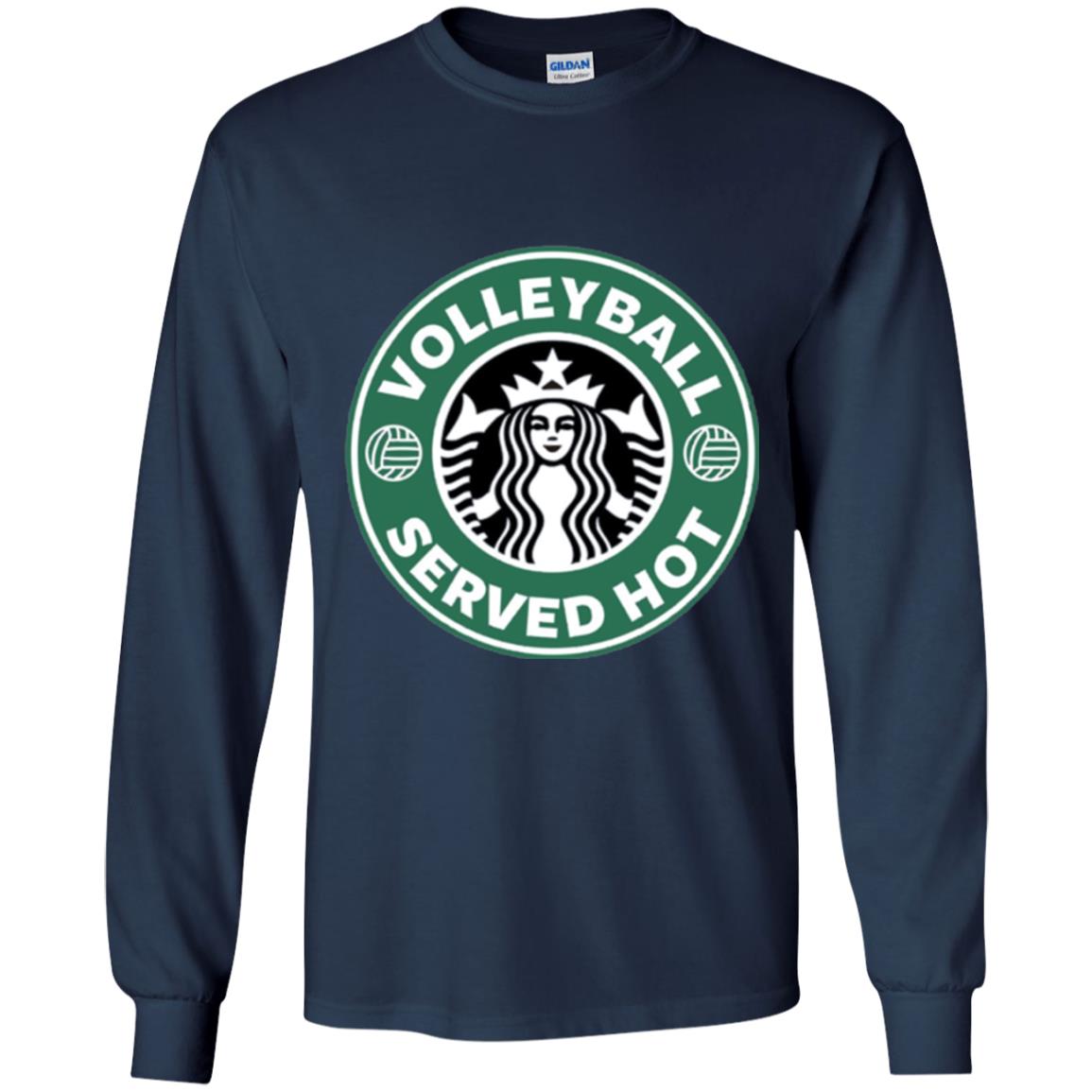 Volleyball Lovers T-shirt Served Hot Navy