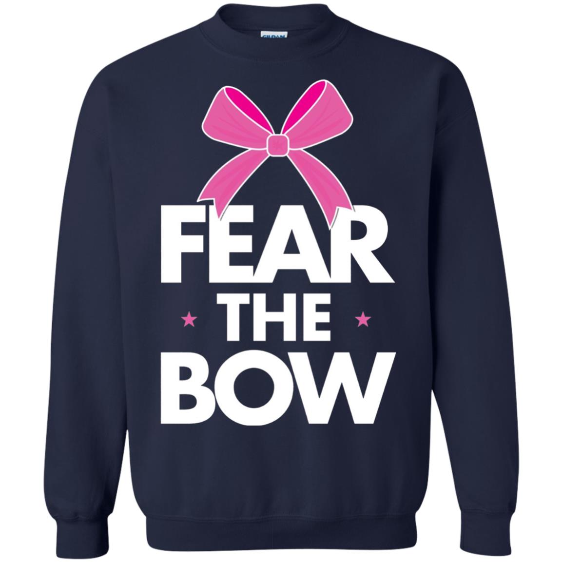 Fear The Bow Big Pink Bow Cheerleader Apparel Shirt Navy