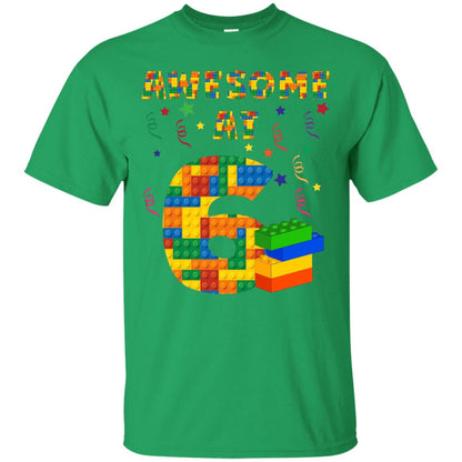 Awesome At 6 Age 6 Six Blocks Bricks Theme Shirt Irish Green
