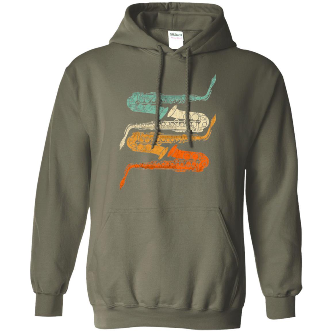 Saxophonist T-shirt Vintage Retro 70s Saxophone Military Green