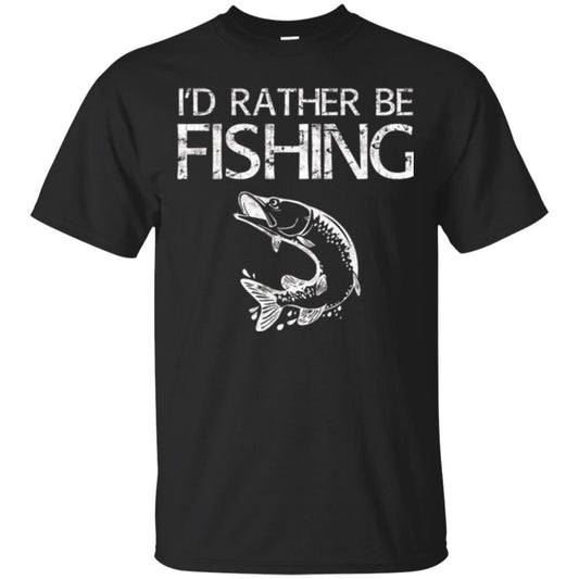 Fisherman T-shirt I'd Rather Be Fishing Black