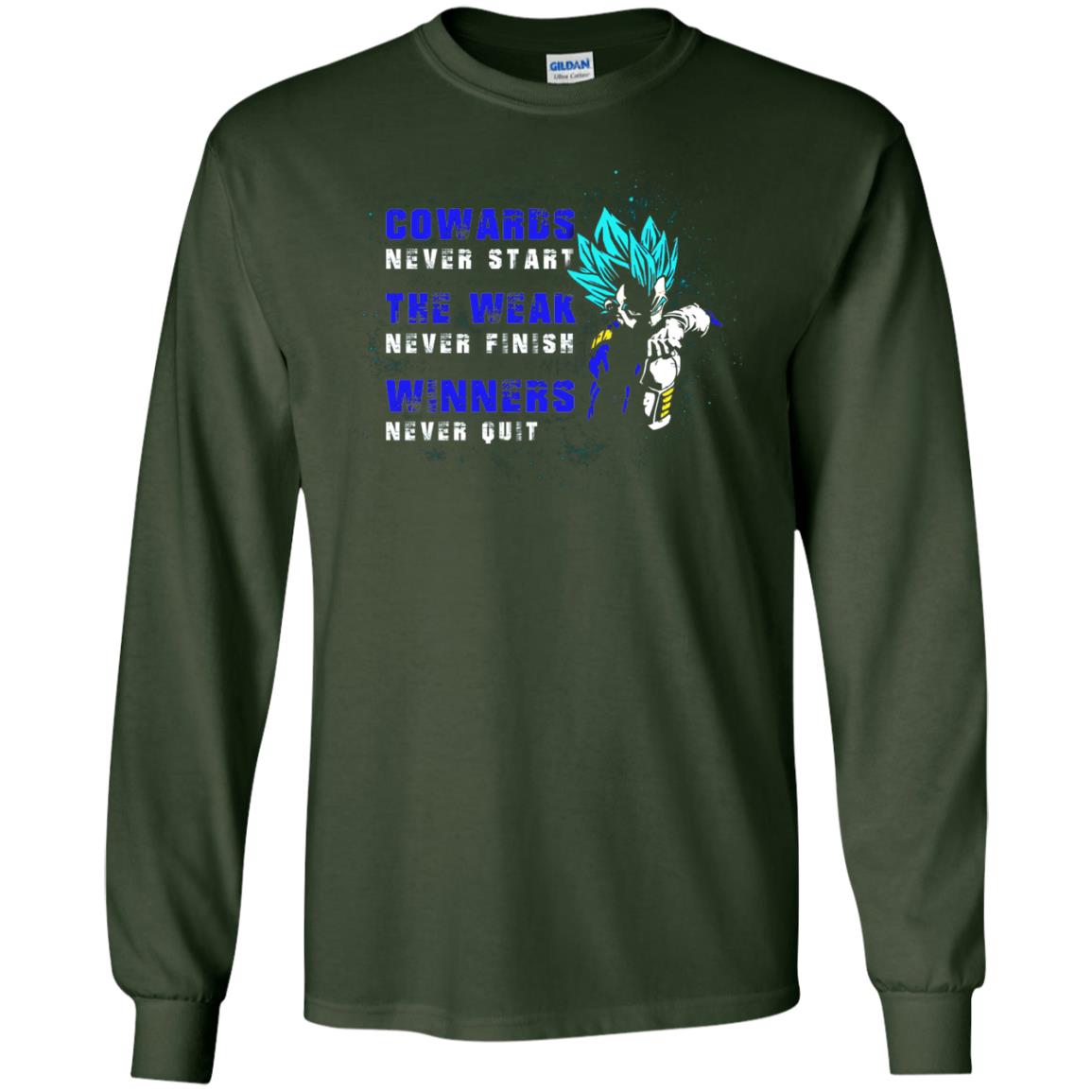 Cowards Never Start The Weak Never Finish Comic T-shirt Forest Green