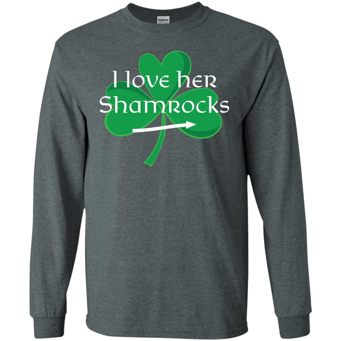 Saint Patrick_s Day T-shirt I Love Her Shamrocks Dark Heather