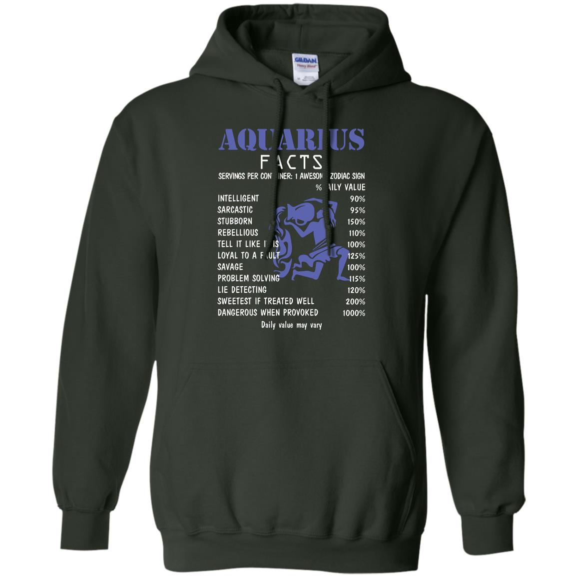 Aquarius Facts 1 Awesome Zodiac Sign Gift Shirt Fo Aquarius Horoscope Forest Green
