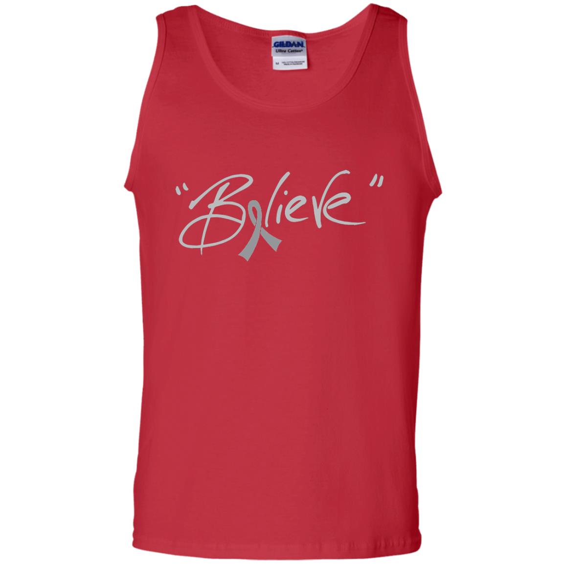 Brain Cancer Awareness Shirt Grey Ribbon Believe Red