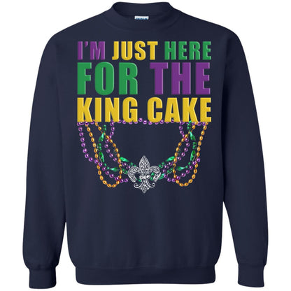 Mardi Gras Beads T-shirt I_m Just Here For The King Cake Navy