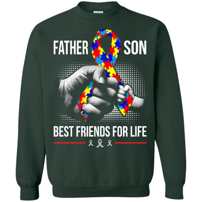 Father And Son Best Friends For Life Autism Awareness T-shirt Forest Green