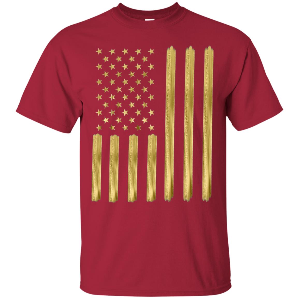 Faux Gold Paint American Flag T-shirt Cardinal