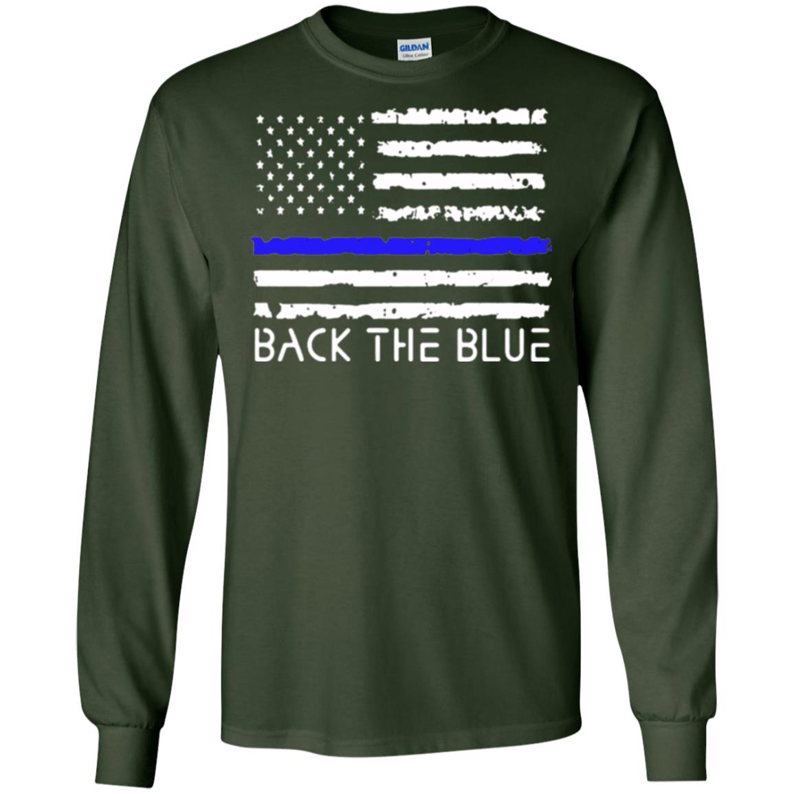 Thin Blue Line T-shirt Back The Blue Forest Green
