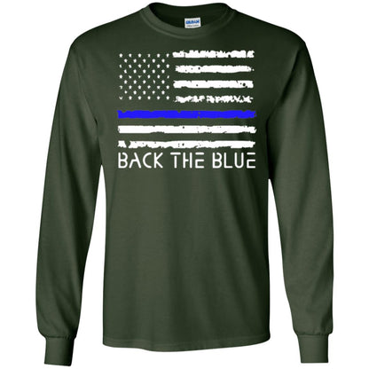 Thin Blue Line T-shirt Back The Blue Forest Green