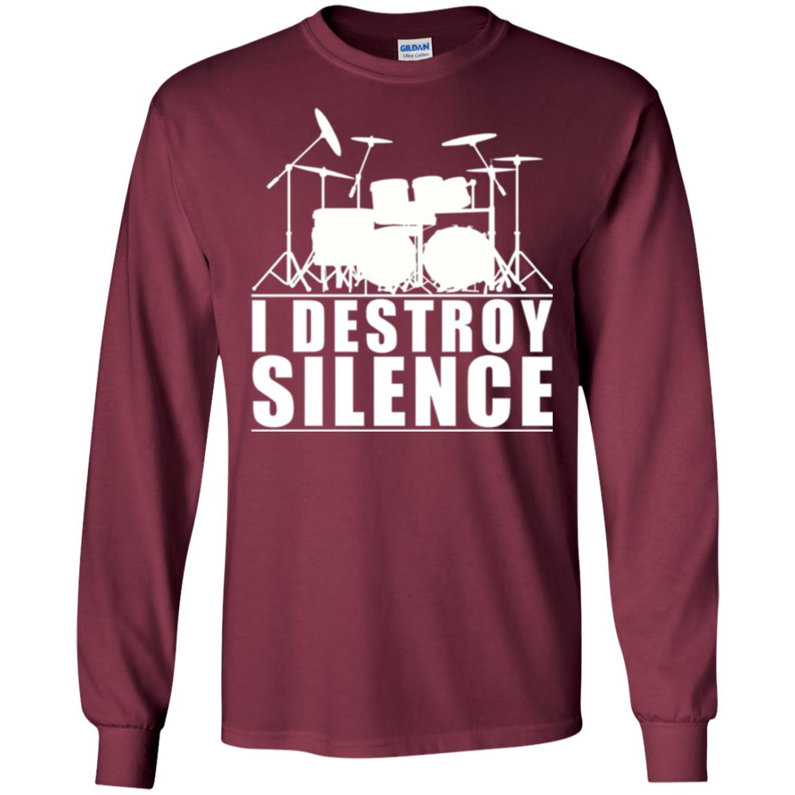 Drums Lover T-shirt I Destroy Silence Maroon