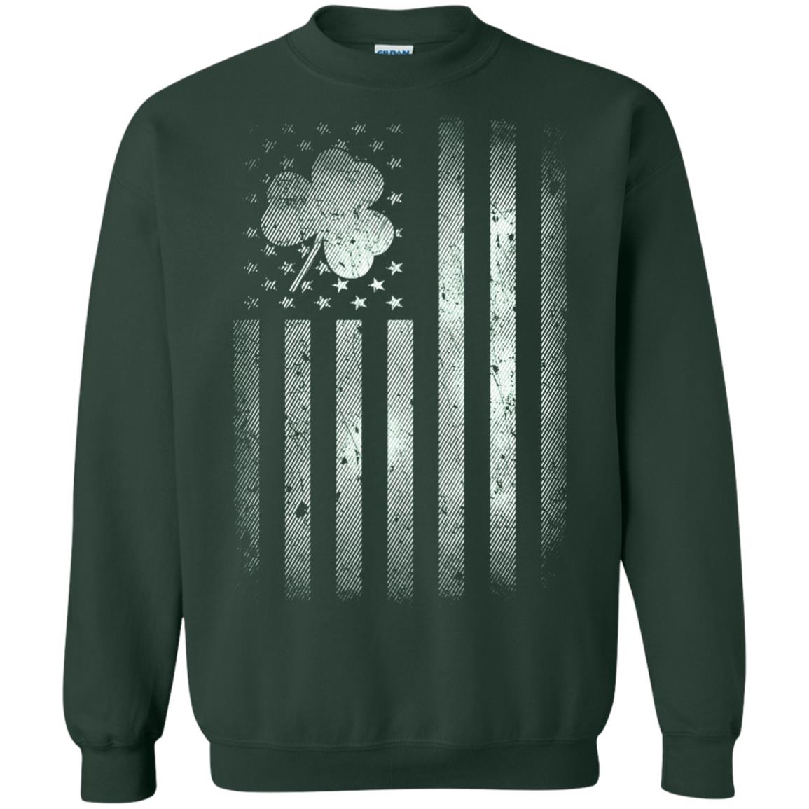 Vintage Irish American Shamrock Flag St Patricks Day T-shirt Forest Green