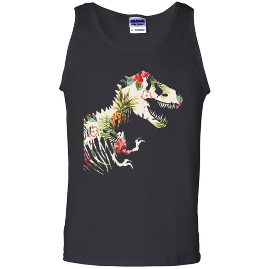 Dinosaur T-shirt Floral Tropical Hawaiian Pattern T Rex Black